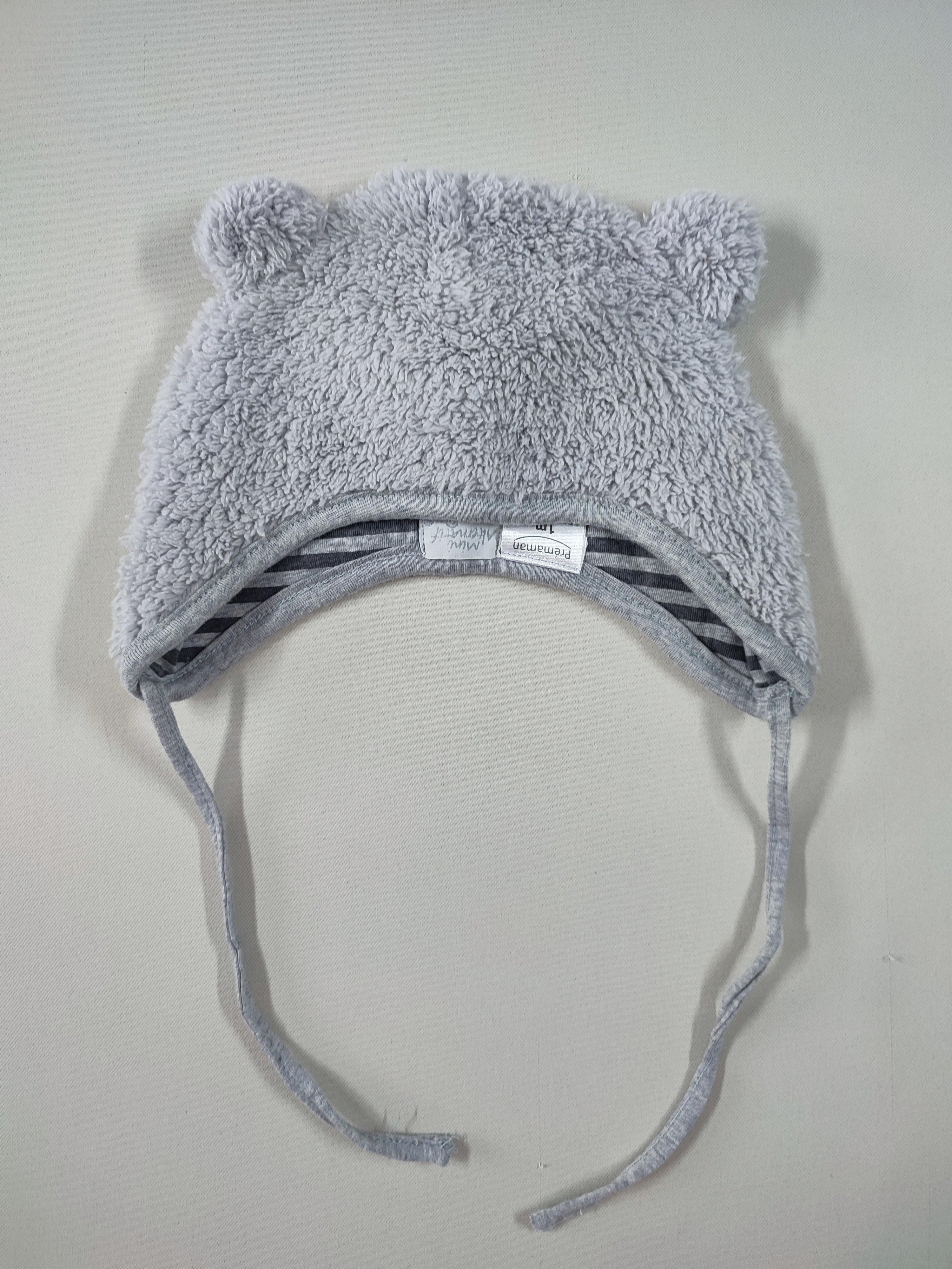Bonnet peluche gris oreilles