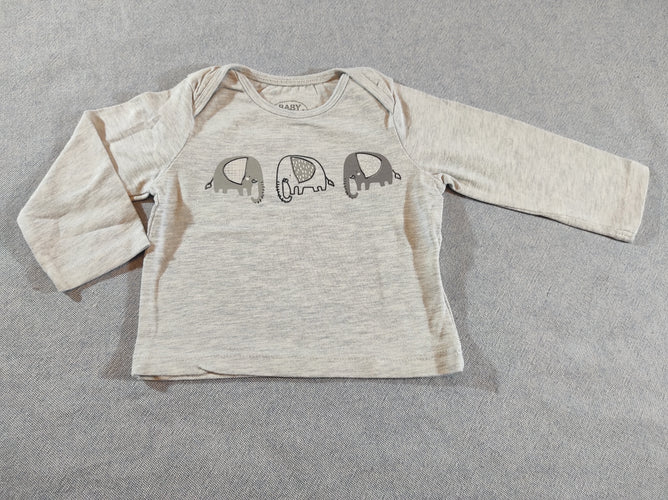 T-shirt m.l gris clair flammé , 3 éléphants, moins cher chez Petit Kiwi