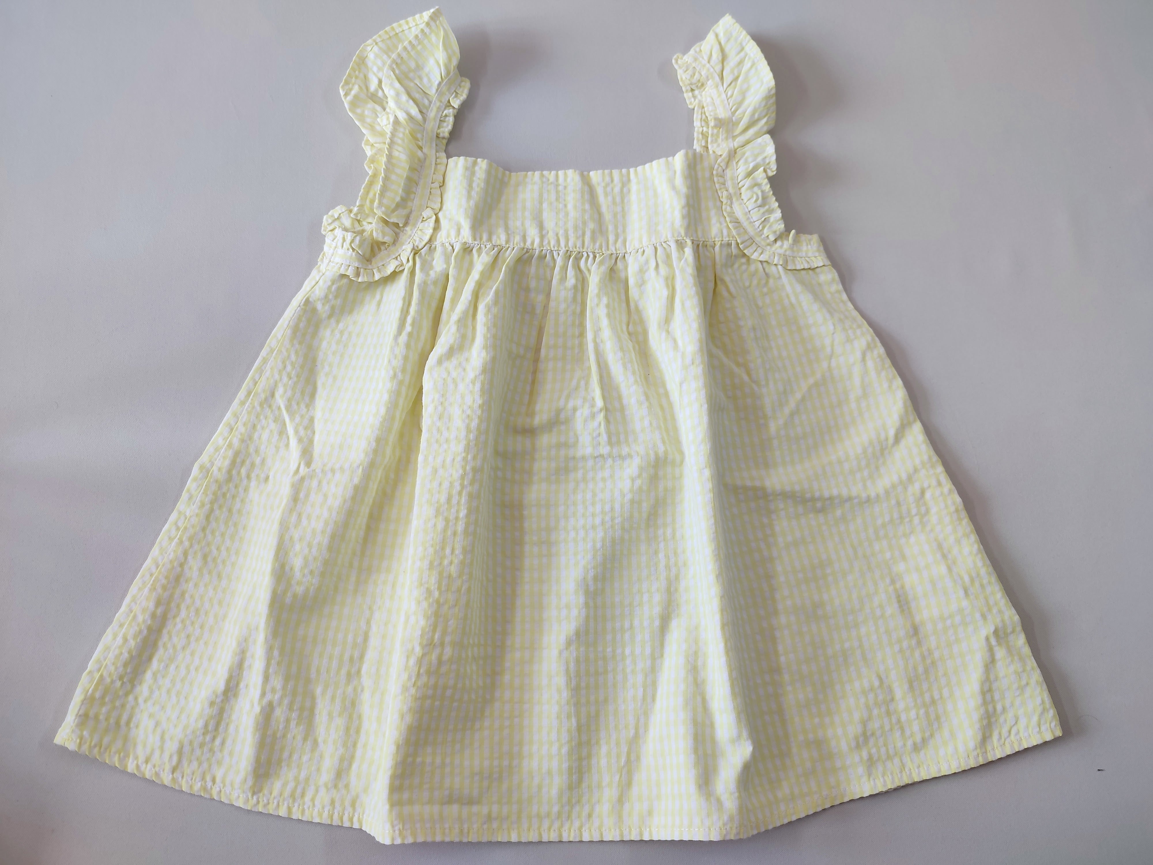 Blouse bretelles jaune rayée blanche
