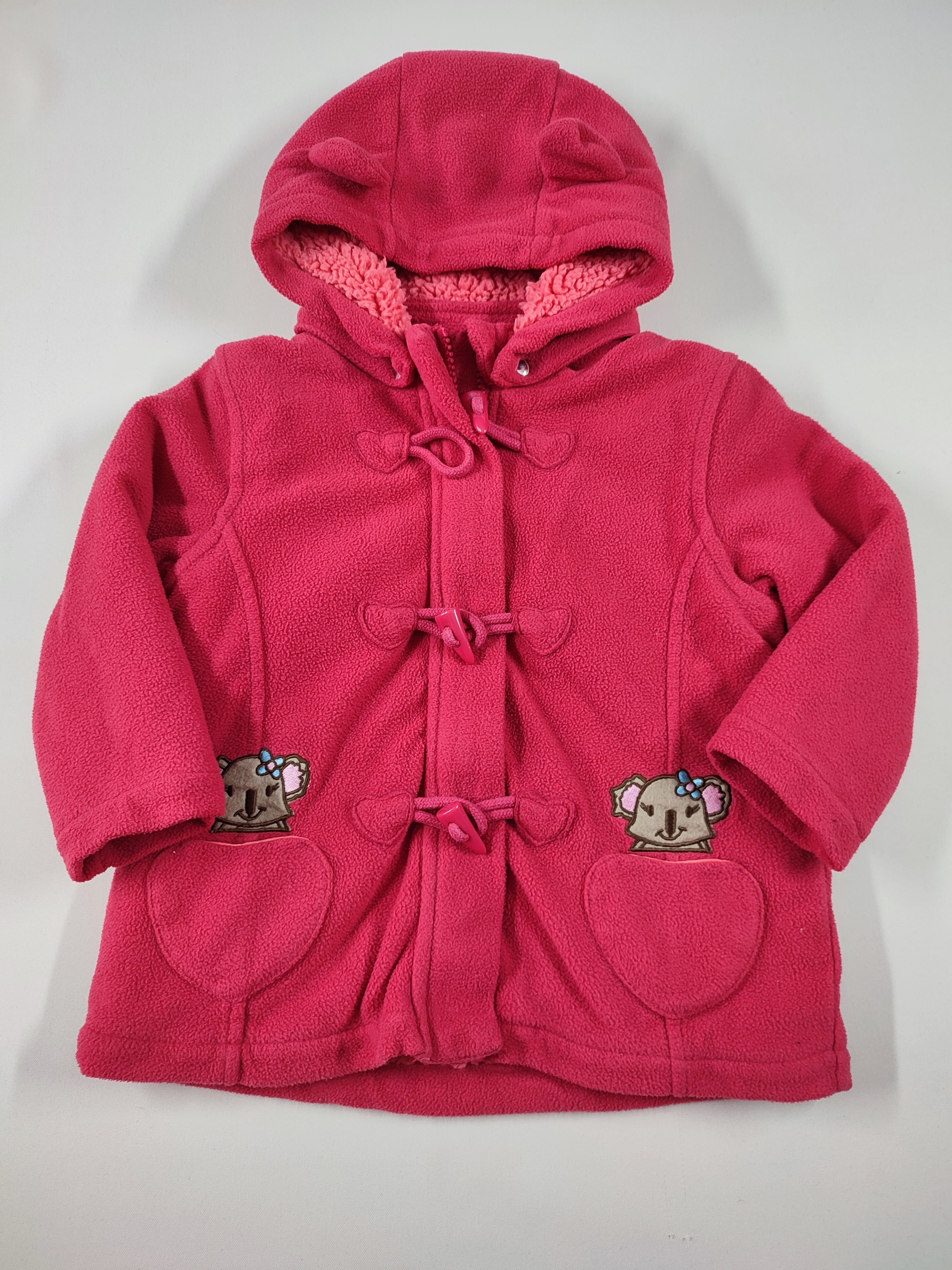 Manteau velours à capuche rouge koalas aux poches