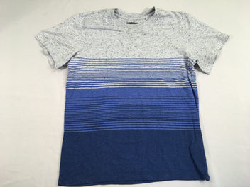 T-shirt m.c gris rayé bleu moucheté