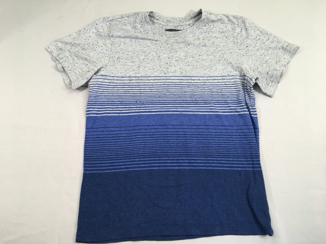 T-shirt m.c gris rayé bleu moucheté, moins cher chez Petit Kiwi