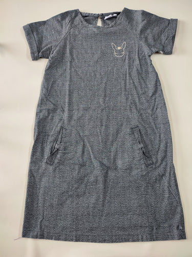 Robe m.c effet tweed gris broderie lapin, moins cher chez Petit Kiwi