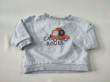 Sweat gris chiné voiture 