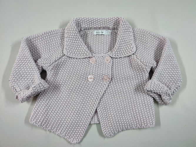 Gilet mailles rose pale 2 rangées de boutons, moins cher chez Petit Kiwi