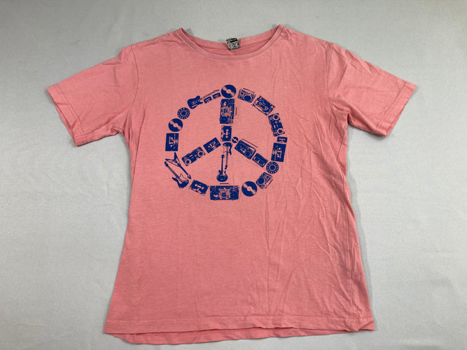 T-shirt m.c rose instruments radios peace&love, moins cher chez Petit Kiwi