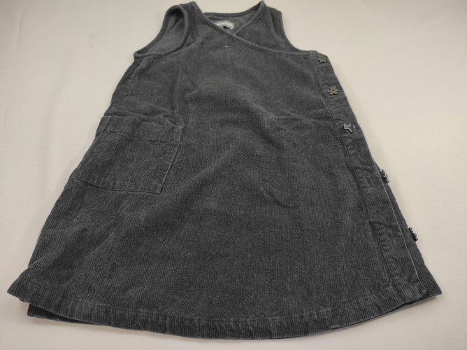 Robe s.m velours côtelé noire boutons oursons sur le côté, moins cher chez Petit Kiwi