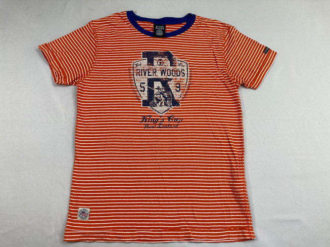 T-shirt m.c orange ligné River woods, moins cher chez Petit Kiwi