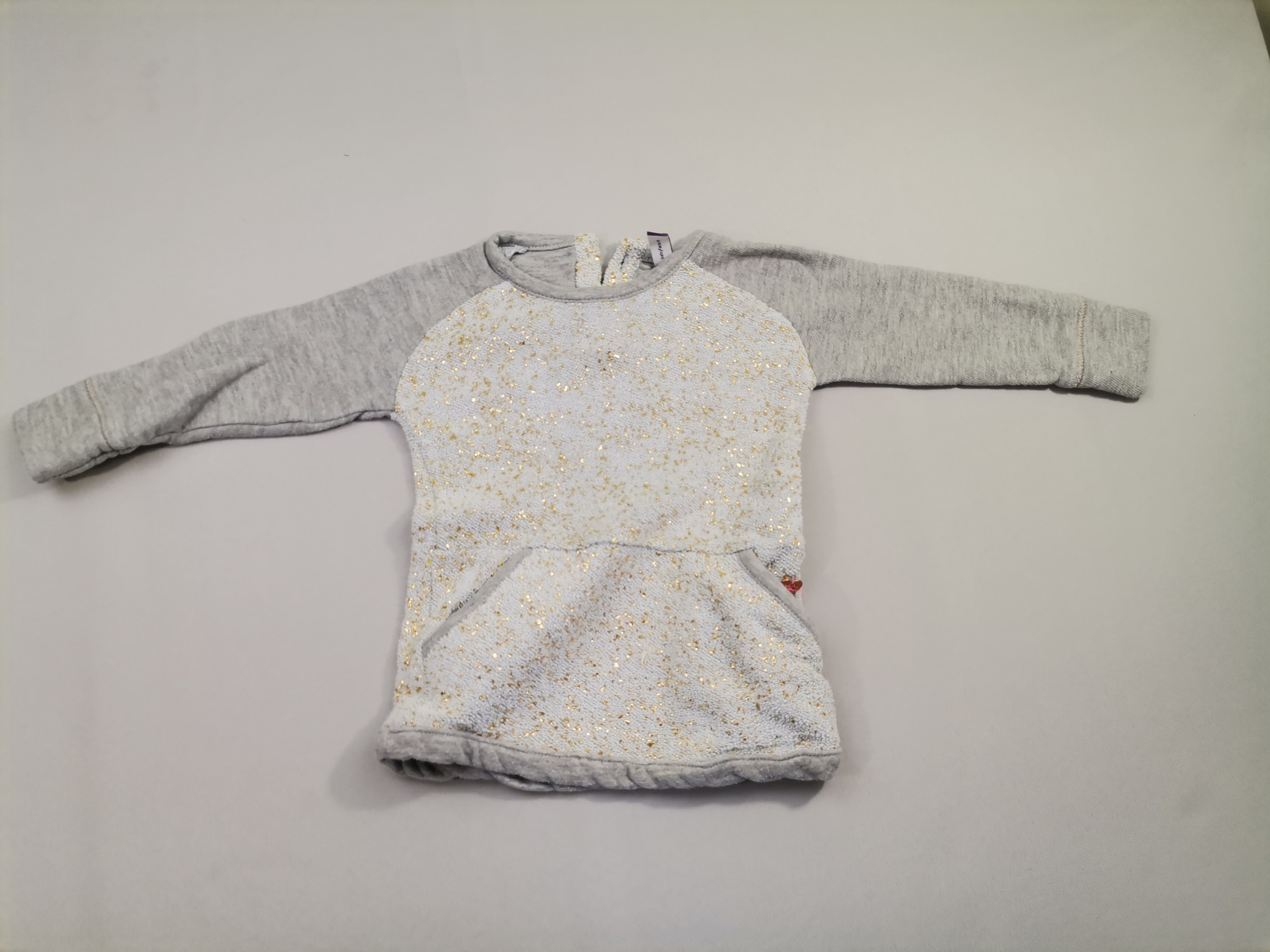 Robe sweat m.l grise - molleton gris et doré 2 poches