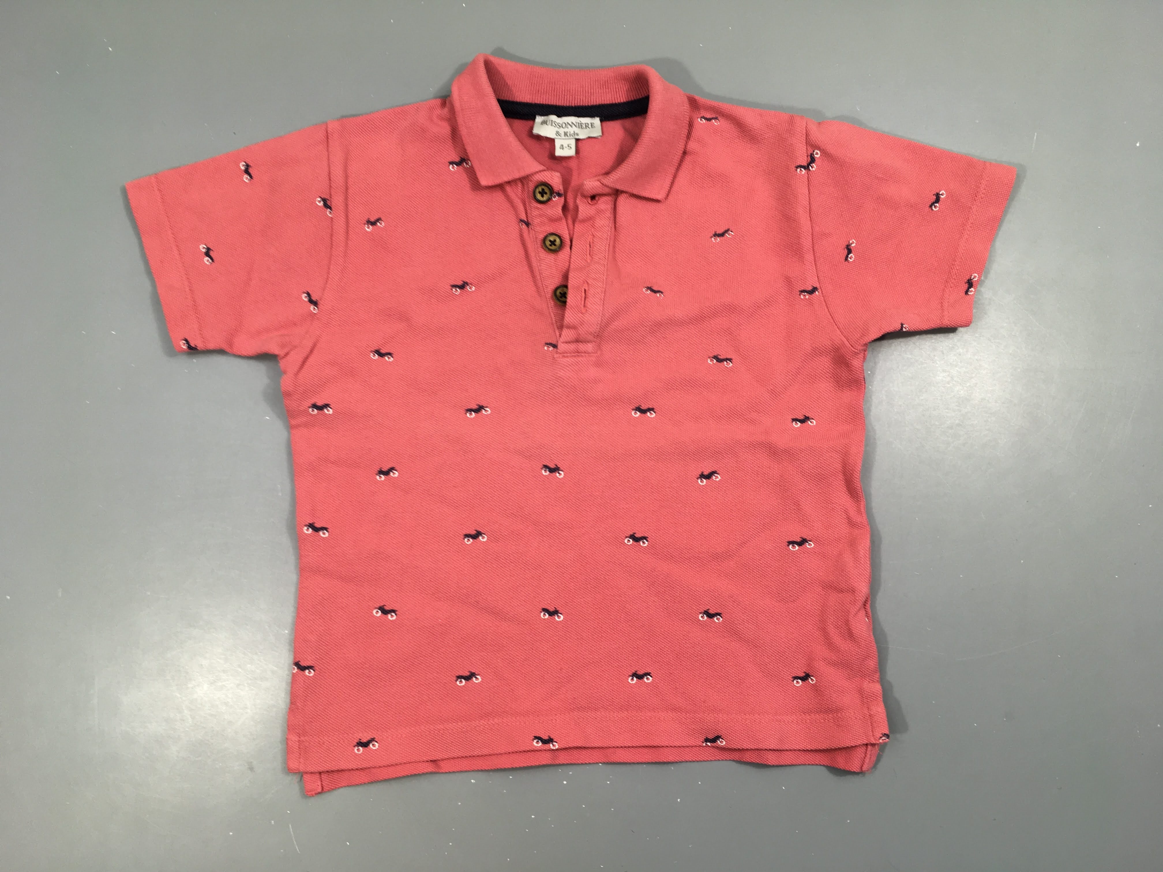 Polo m.c rose motos légèrement délavé