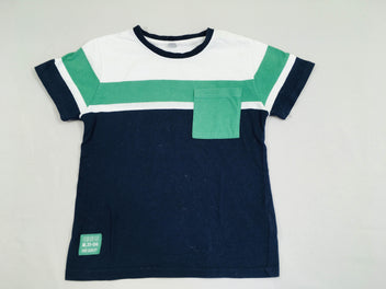 T-shirt m.c bleu rayé vert blanc Poche