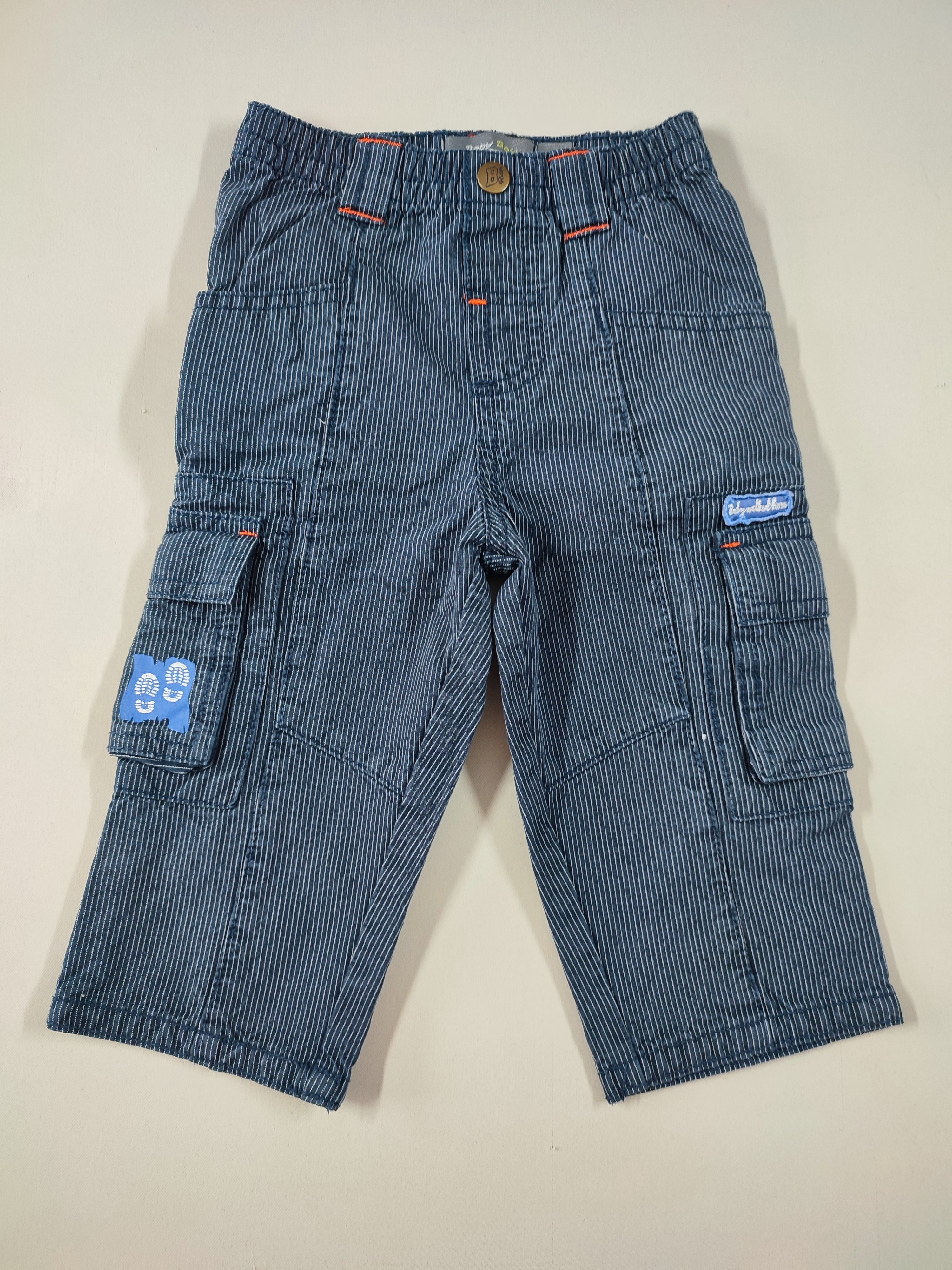 Pantalon cargo ligné gris foncé/blanc