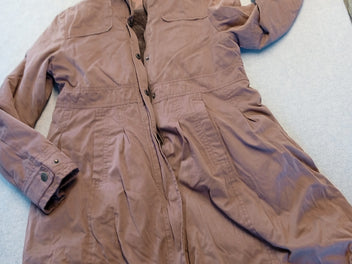 Long manteau brun 2 en 1 à capuche ,intérieur veste coupe vent fourrée polar amovible