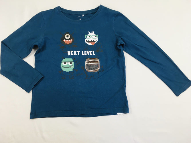 T-shirt m.l bleu foncé motifs style Minecraft, moins cher chez Petit Kiwi