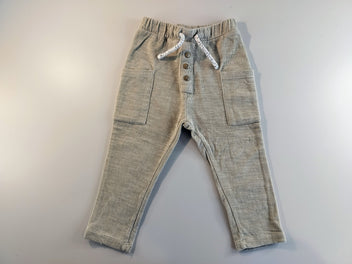 Pantalon molleton gris clair texturé, 3 petits boutons décoratifs