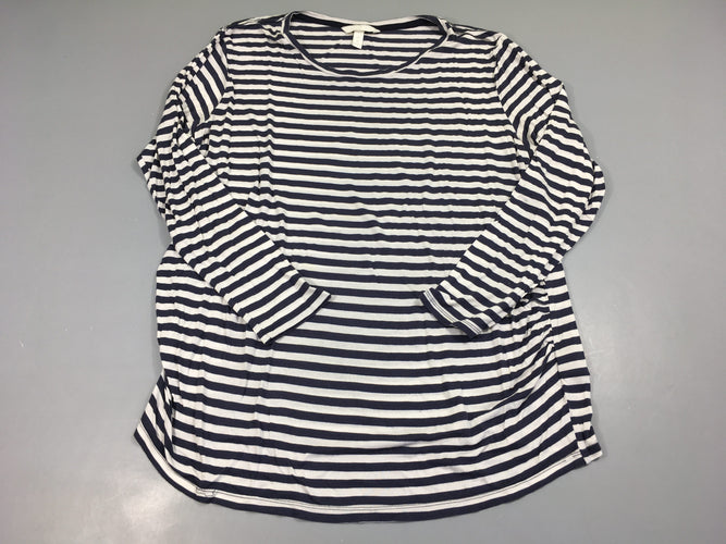 T-shirt de grossesse m.l blanc rayé bleu foncé, moins cher chez Petit Kiwi