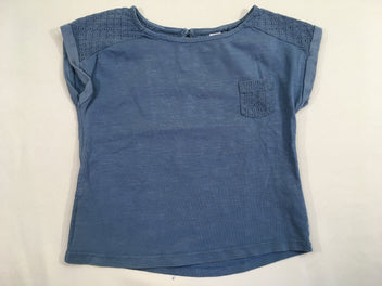 T-shirt m.c bleu poche épaules dentelle