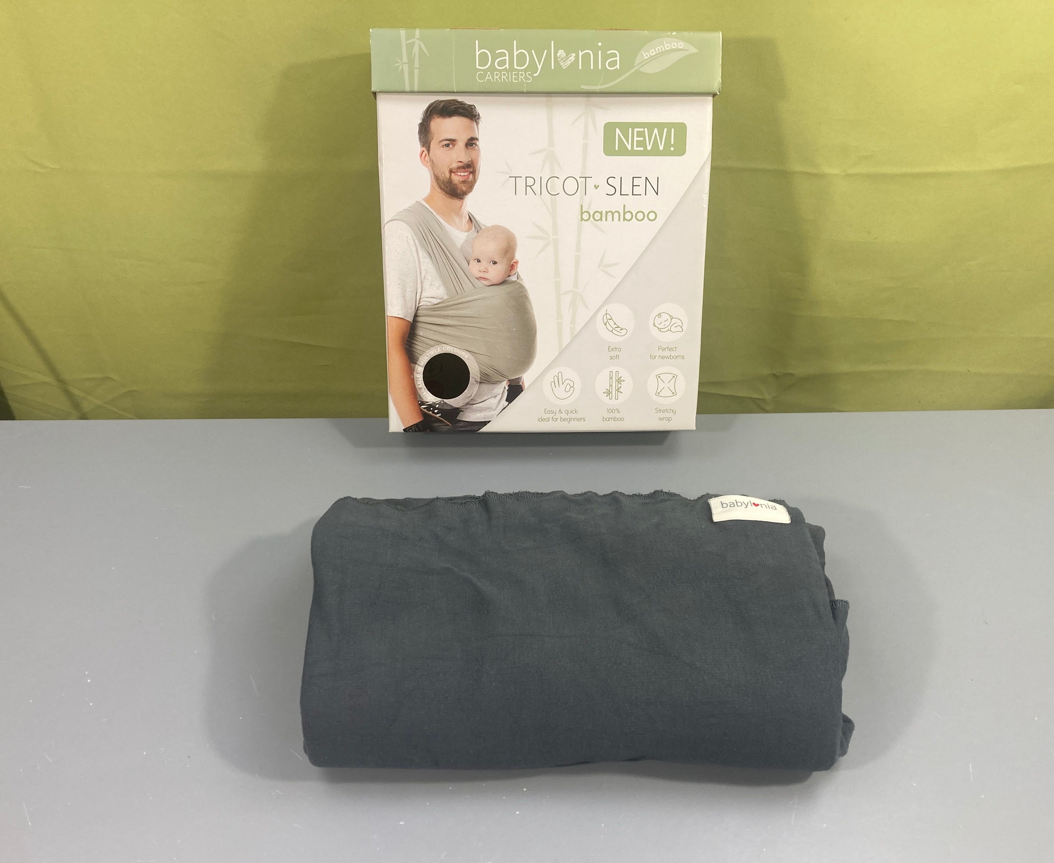 Echarpe de portage Smokey-grey Tricot Slen Bamboo 3-15kg, Babylonia