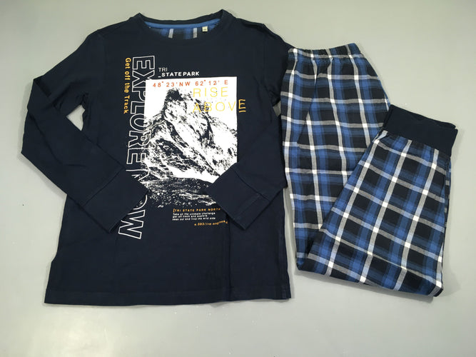 Pyjama 2pcs jersey bleu marine/à carreaux Rise Above, moins cher chez Petit Kiwi