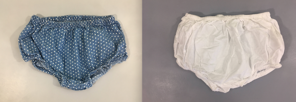 2 culottes boomer blanc/ble pois