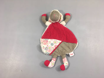 Doudou plat mouton rose/gris