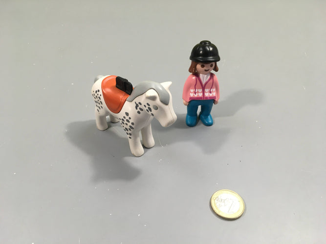 Playmobil 1-2-3 70404 Cavalière avec Cheval +18m Complet, moins cher chez Petit Kiwi