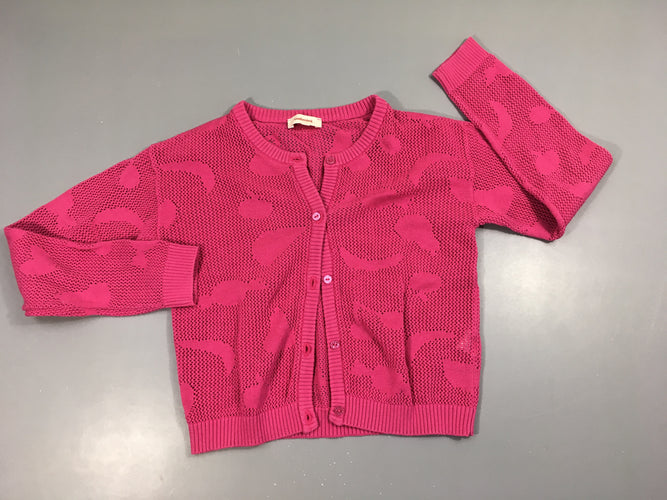 Gilet fuchsia ajouré, moins cher chez Petit Kiwi