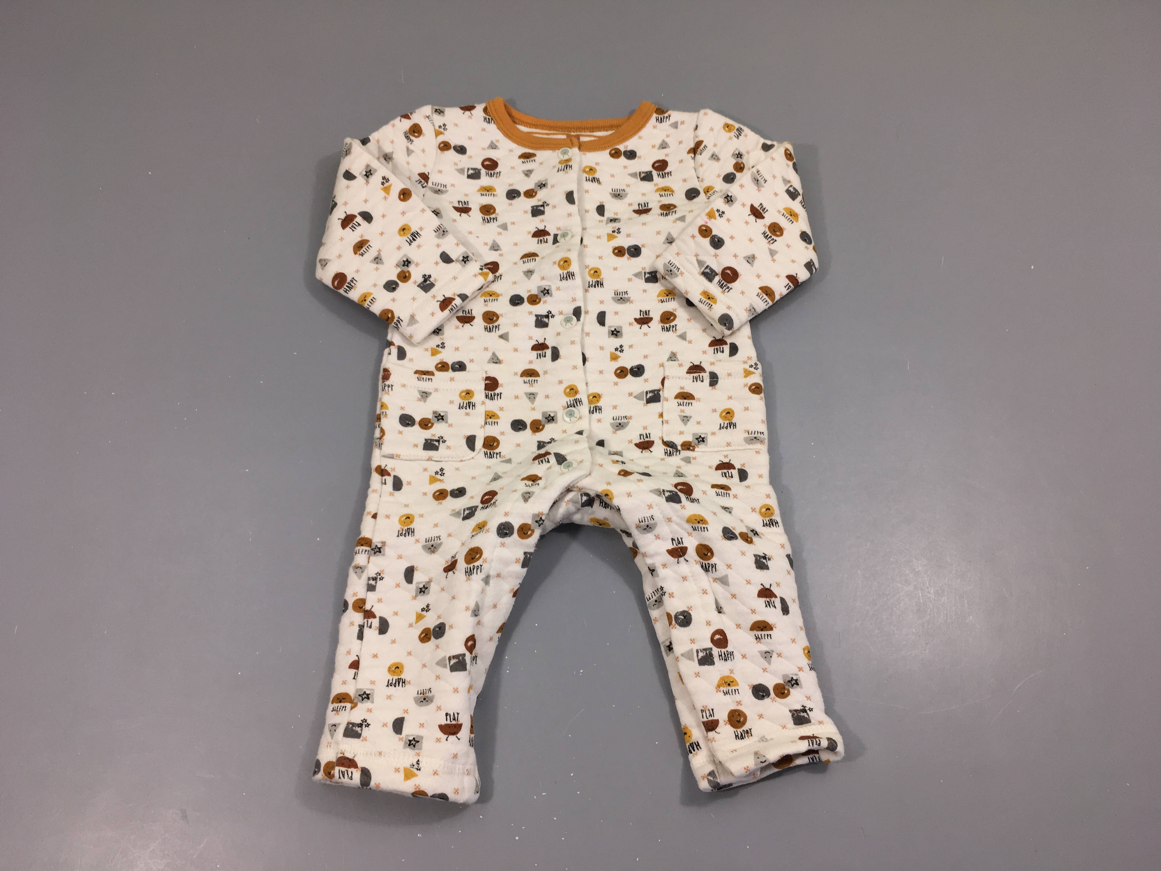 Combinaison jersey texturé écru/ocre formes