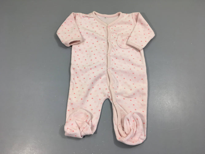 Pyjama velours rose étoiles, moins cher chez Petit Kiwi