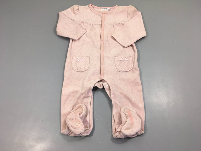 Pyjama velours rose pâle pois, moins cher chez Petit Kiwi