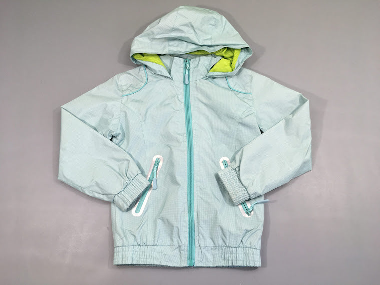 Veste zippée bleu clair pied de poule à capuche