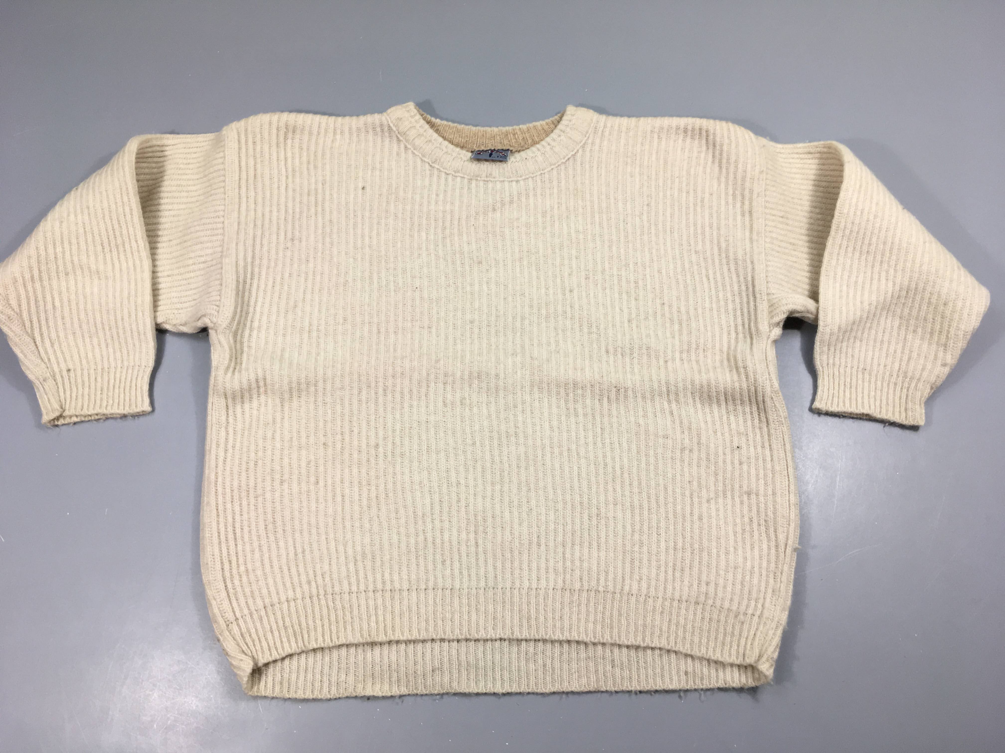 Pull écru côtelé 70%laine
