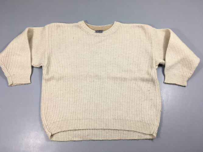 Pull écru côtelé 70%laine, moins cher chez Petit Kiwi