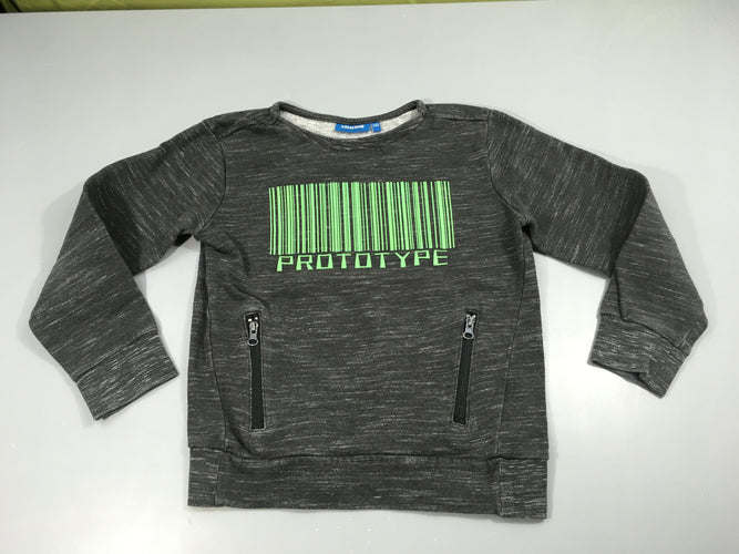 Sweat gris foncé chiné Code barre, moins cher chez Petit Kiwi