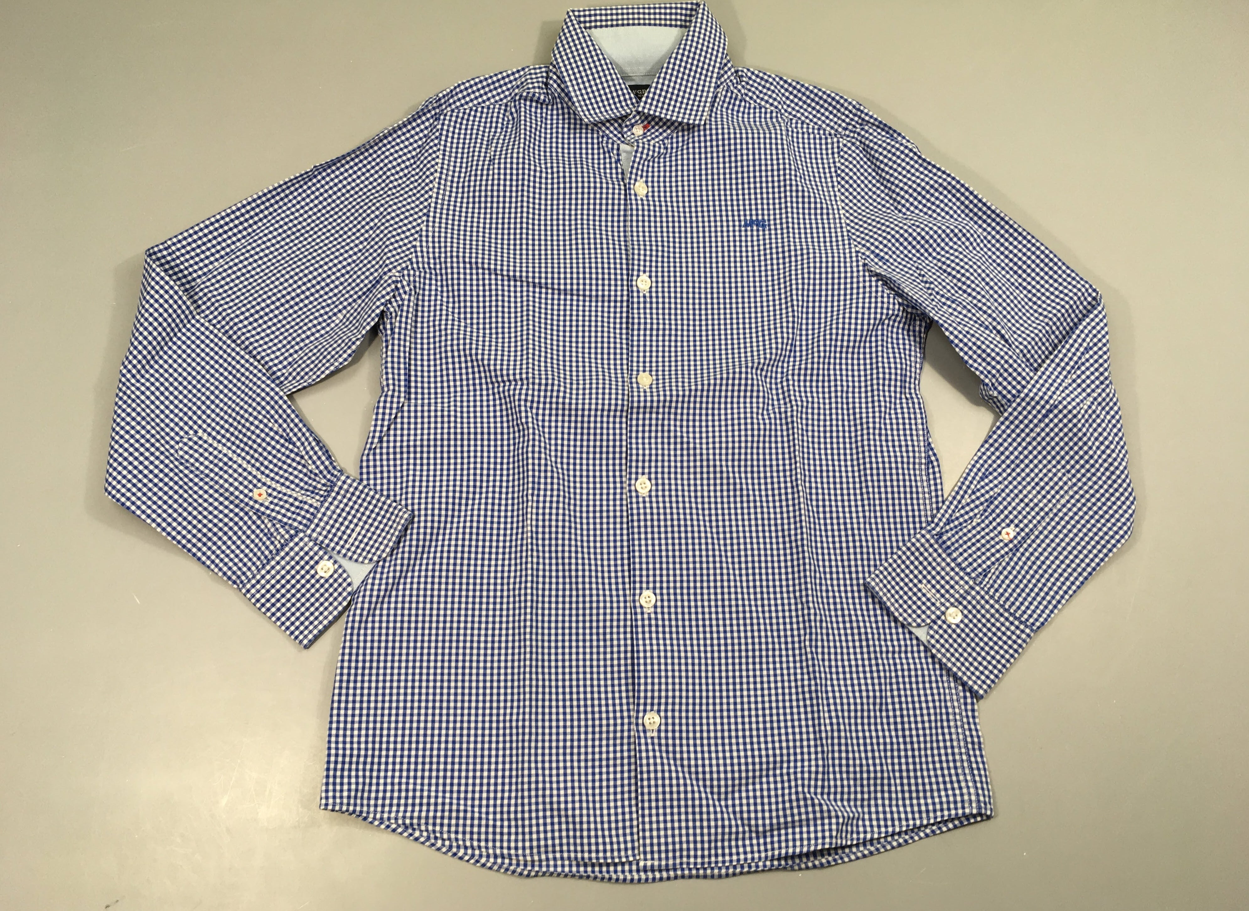 Chemise m.l à carreaux bleu-blanc