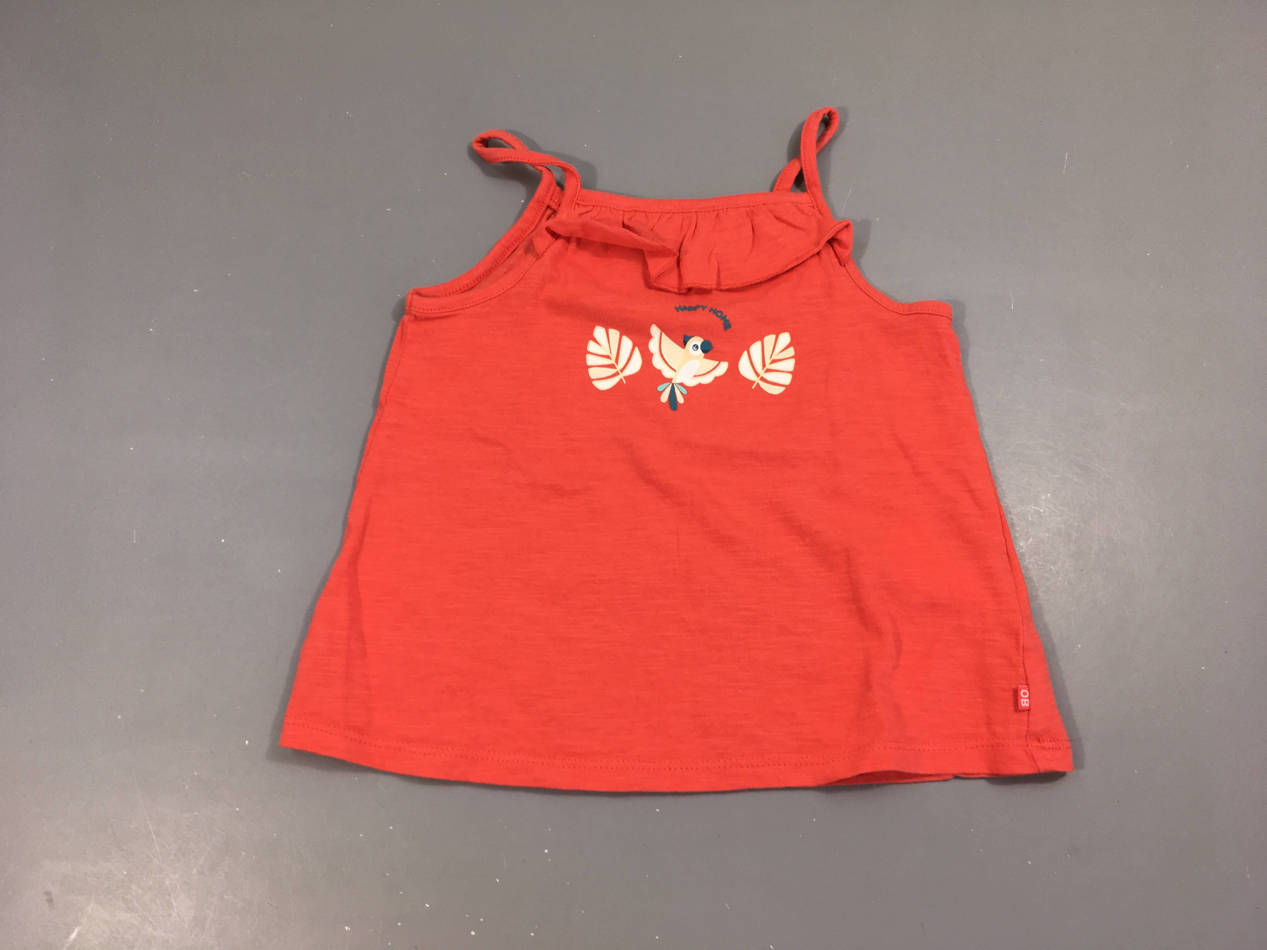 Top rose orangé flammé Peroquet