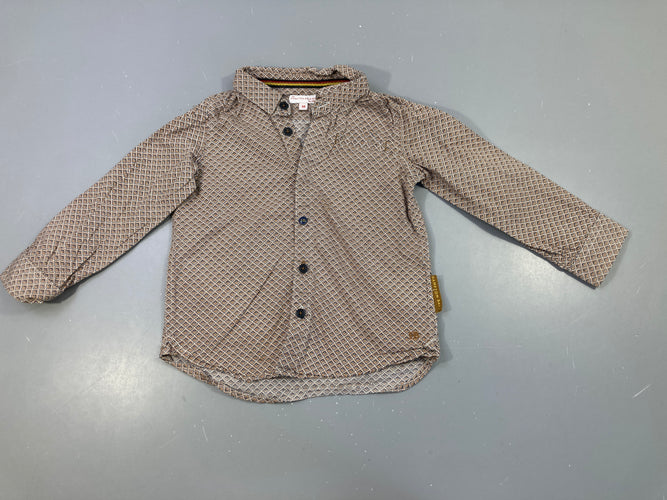Chemise m.l losanges brun-bleu, moins cher chez Petit Kiwi