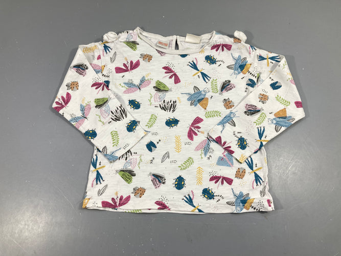 T-shirt m.l blanc flammé insectes couleurs, moins cher chez Petit Kiwi