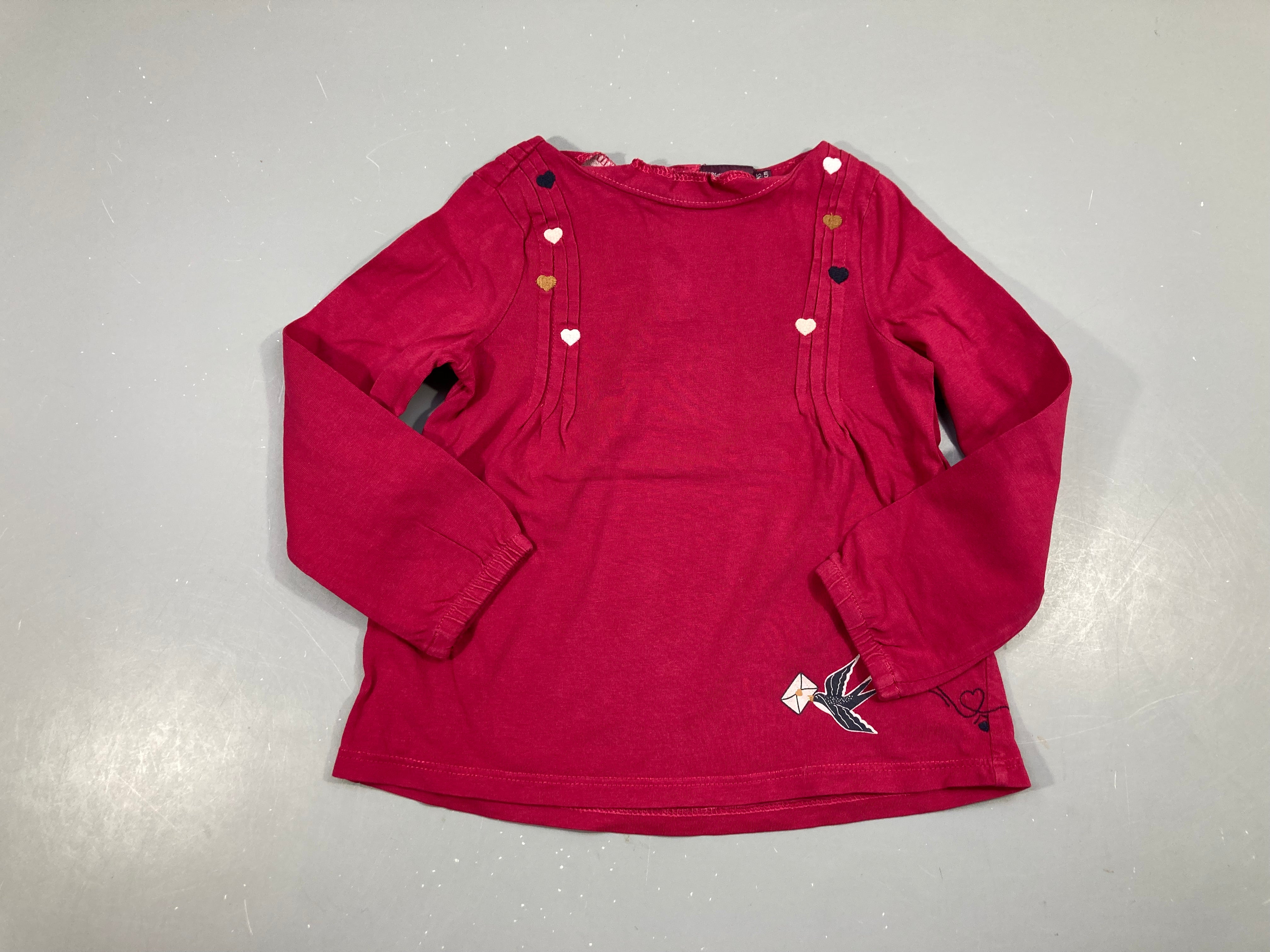 T-shirt m.l fuschia pils coeurs couleurs