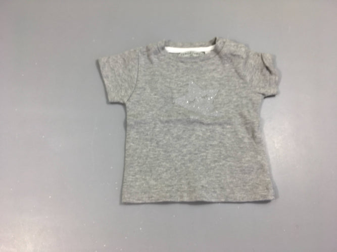 T-shirt m.c gris chiné étoiles irisée, moins cher chez Petit Kiwi