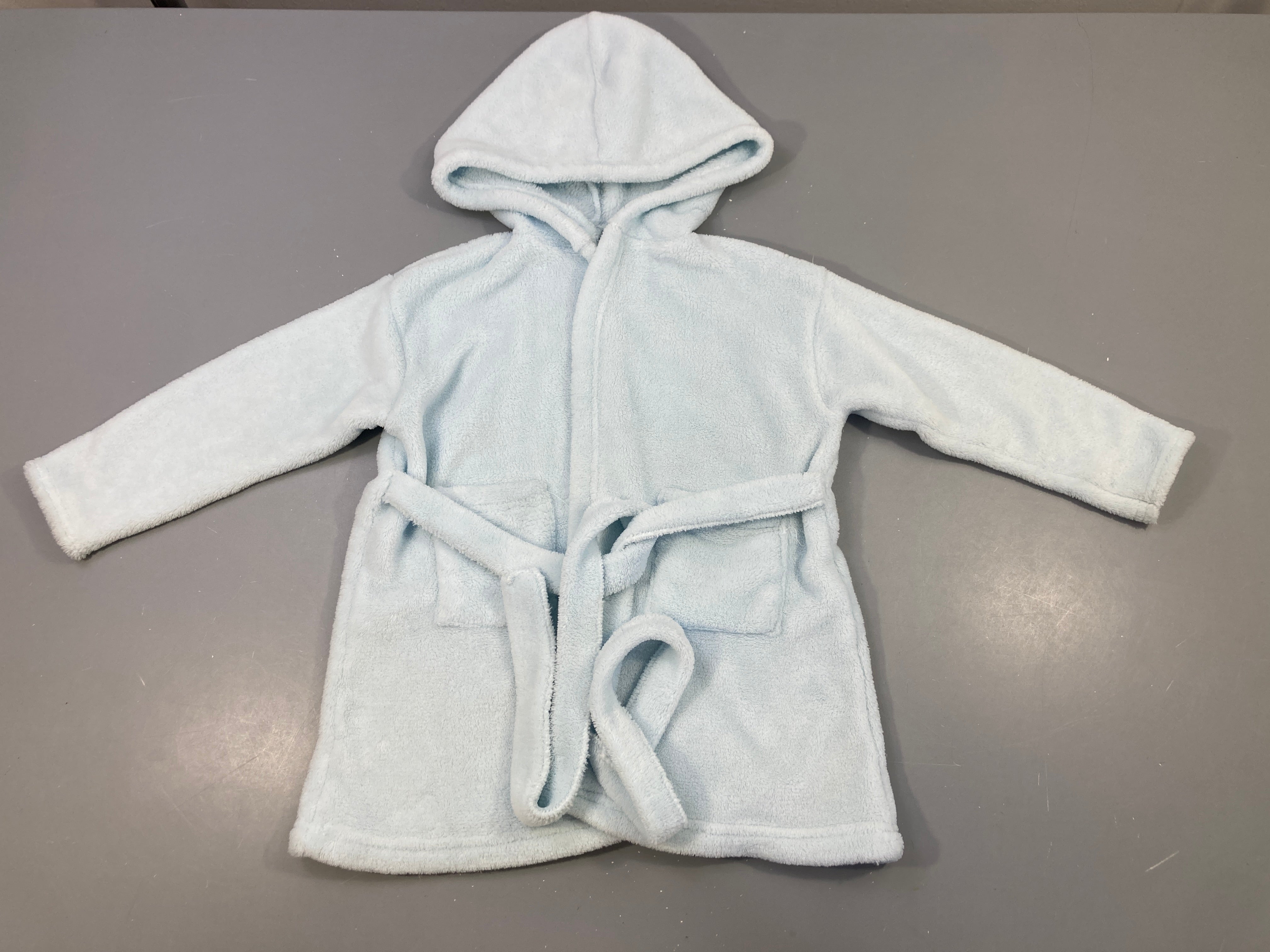 Peignoir velours à capuche bleu