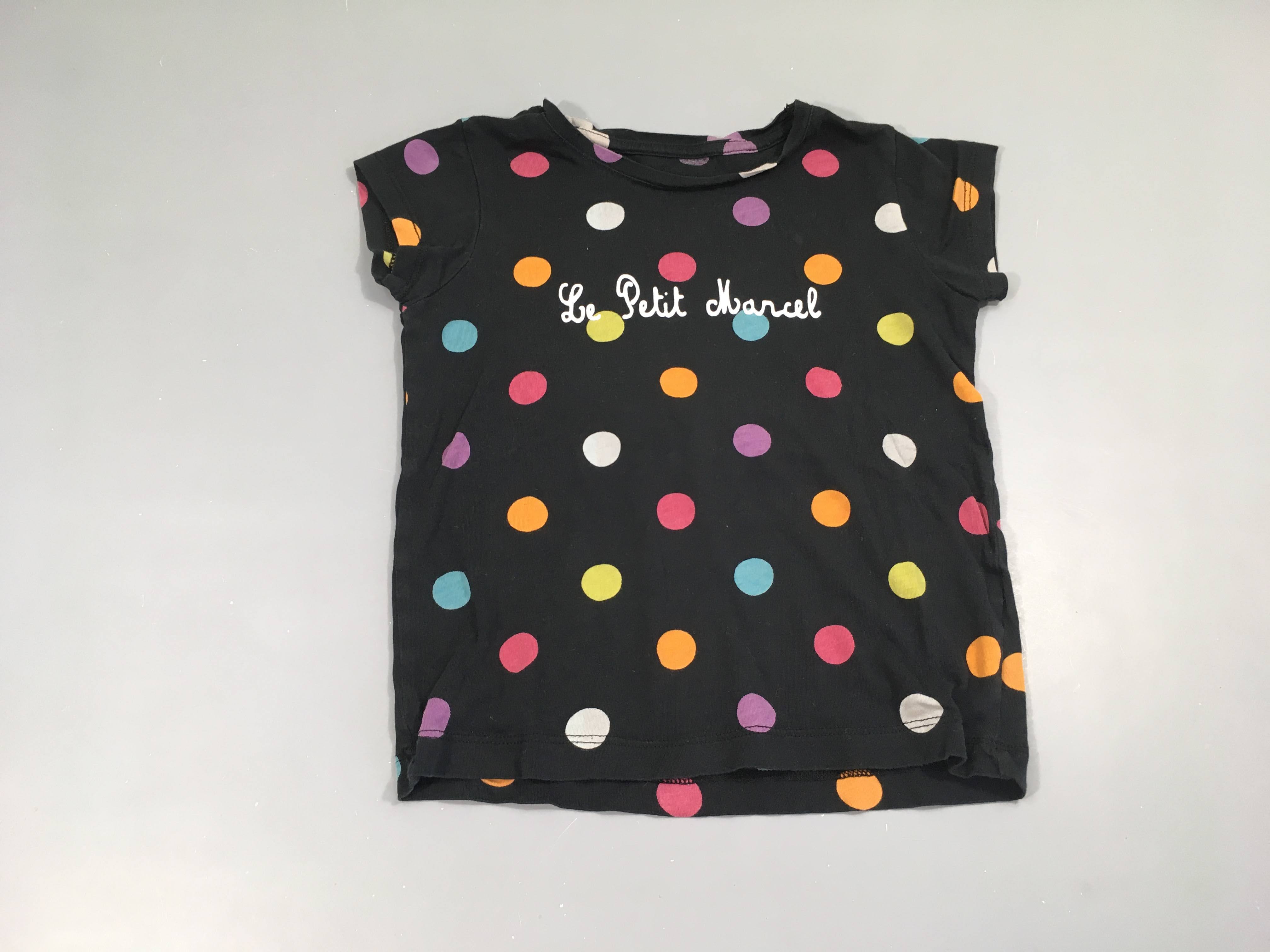 T-shirt m.c noir pois couleurs Le Petit Marcel