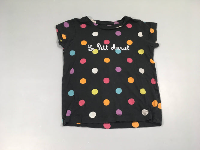 T-shirt m.c noir pois couleurs Le Petit Marcel, moins cher chez Petit Kiwi
