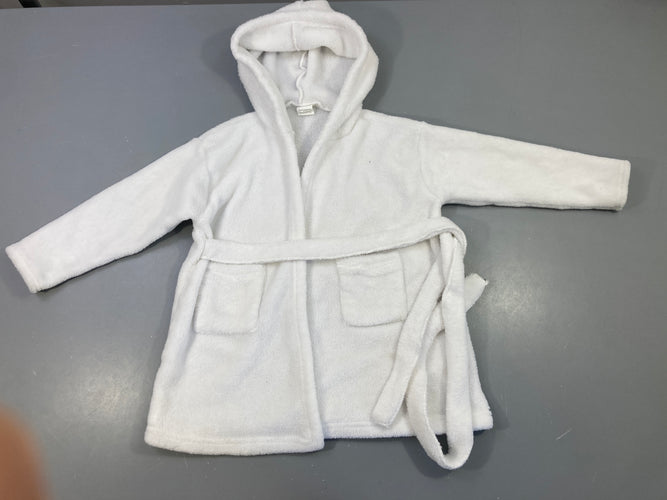 Peignoir velours à capuche blanc, moins cher chez Petit Kiwi