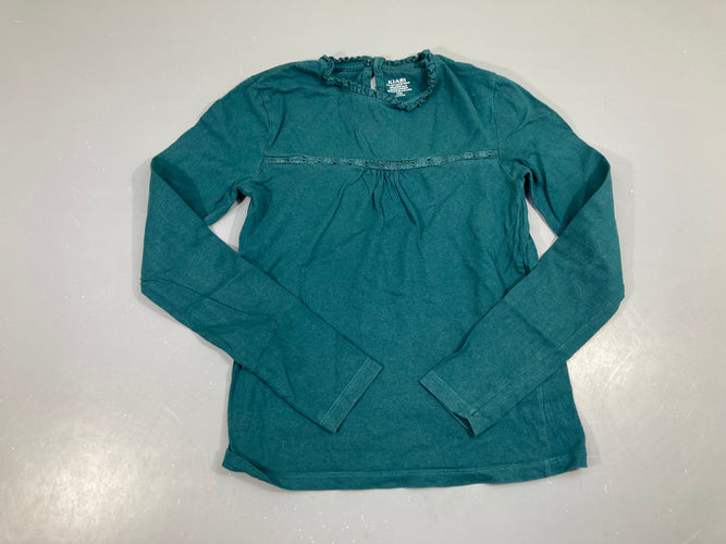 T-shirt m.l vert froufrou col légèrement bouloché, moins cher chez Petit Kiwi