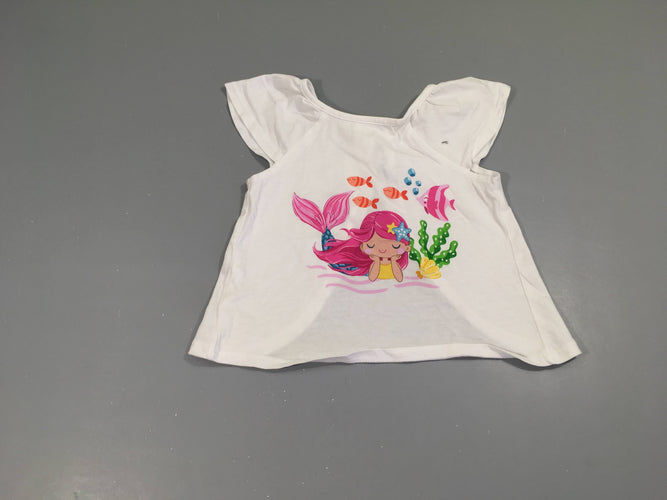 T-shirt m.c blanc sirène poissons Dos dégagé, moins cher chez Petit Kiwi