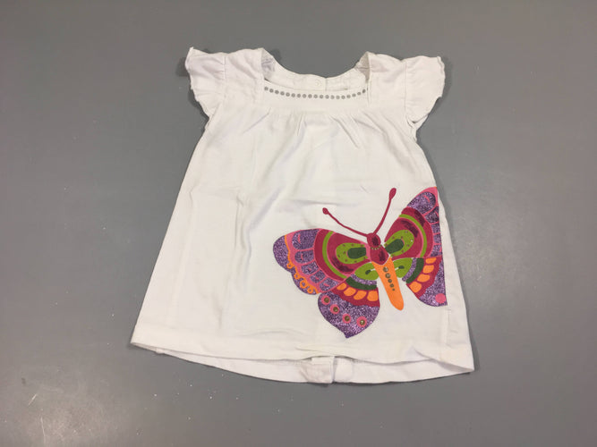 T-shirt m.c blanc papillon irisé, moins cher chez Petit Kiwi
