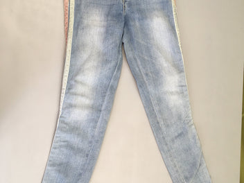 Jeans clair liseret velours, XS 34