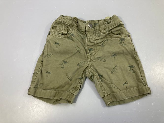 Bermuda kaki à revers palmiers, moins cher chez Petit Kiwi
