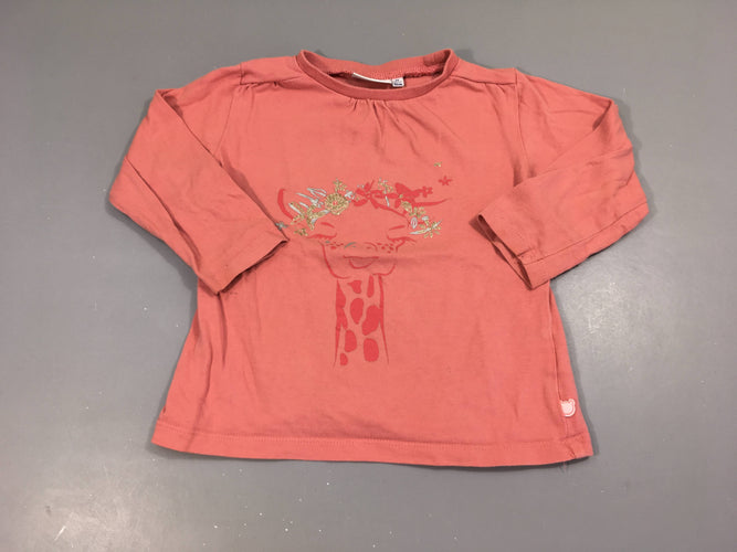 T-shirt m.l rose girafe, moins cher chez Petit Kiwi